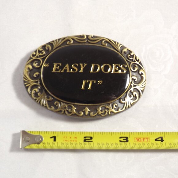 Gold and Black "Easy Does It" Belt Buckle - Picture 3 of 10